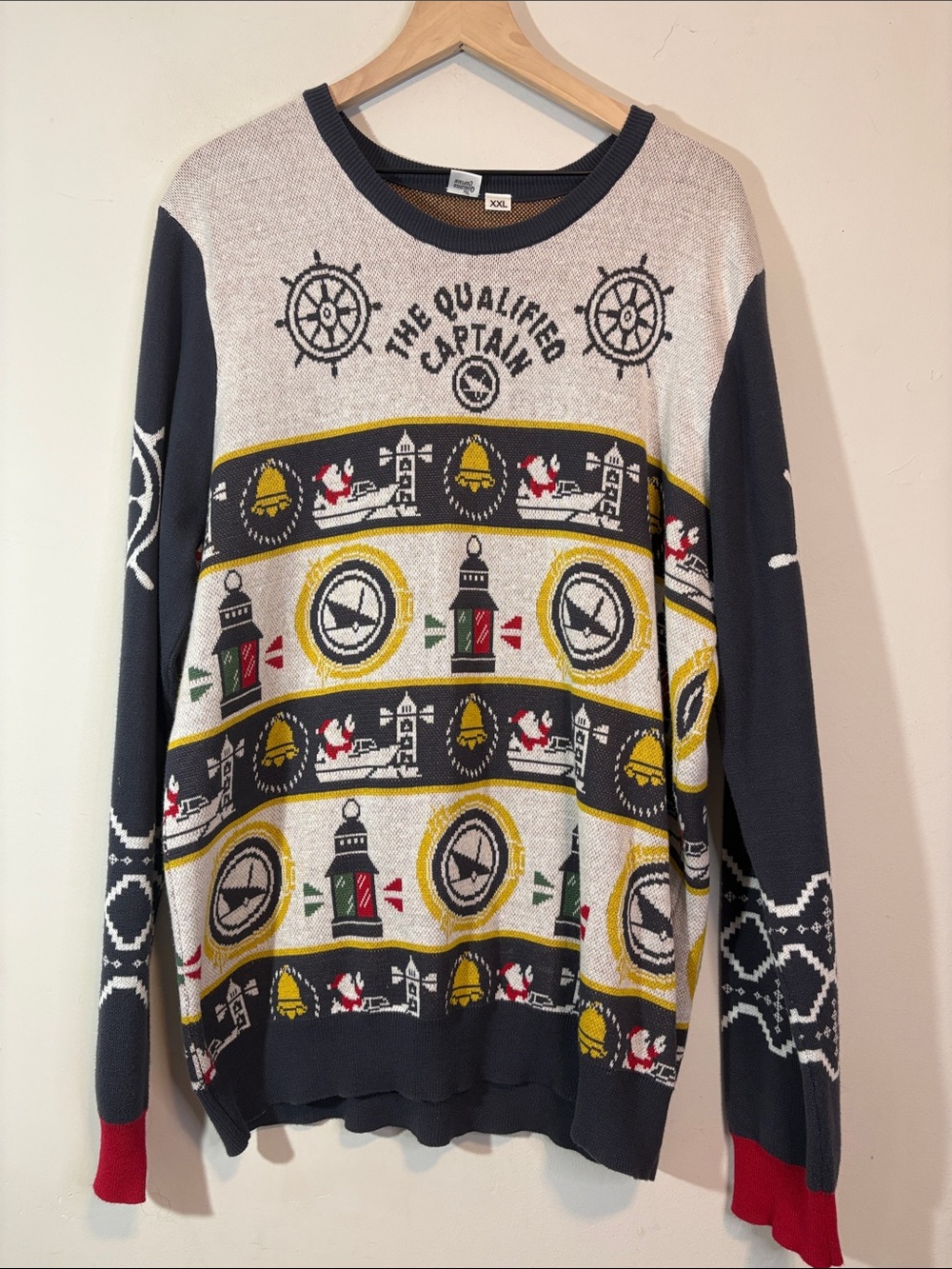 Qualified Captain Boat Santa Lighthouse Fair Isle Tacky Ugly Christmas Sweater